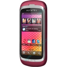 Красно-розовый телефон Alcatel One Touch 818 (Щербинка)